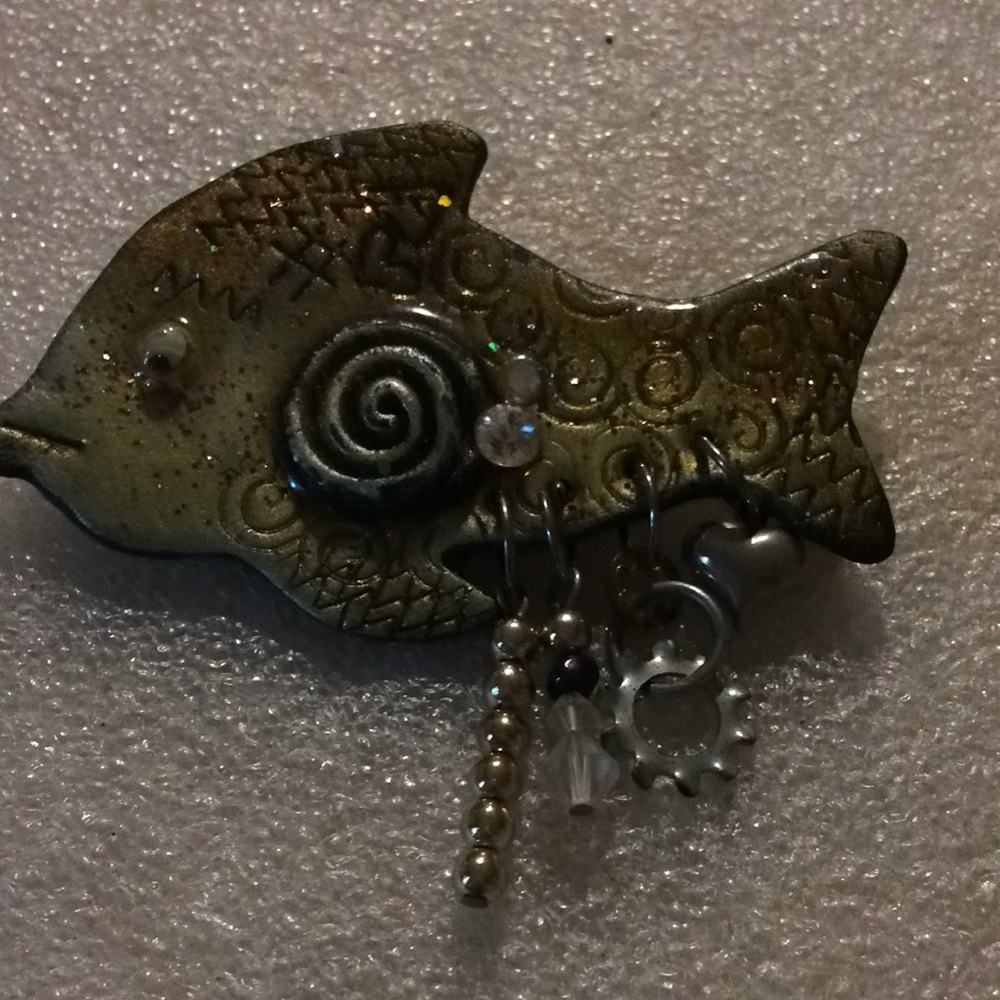 Hand made fish brooch